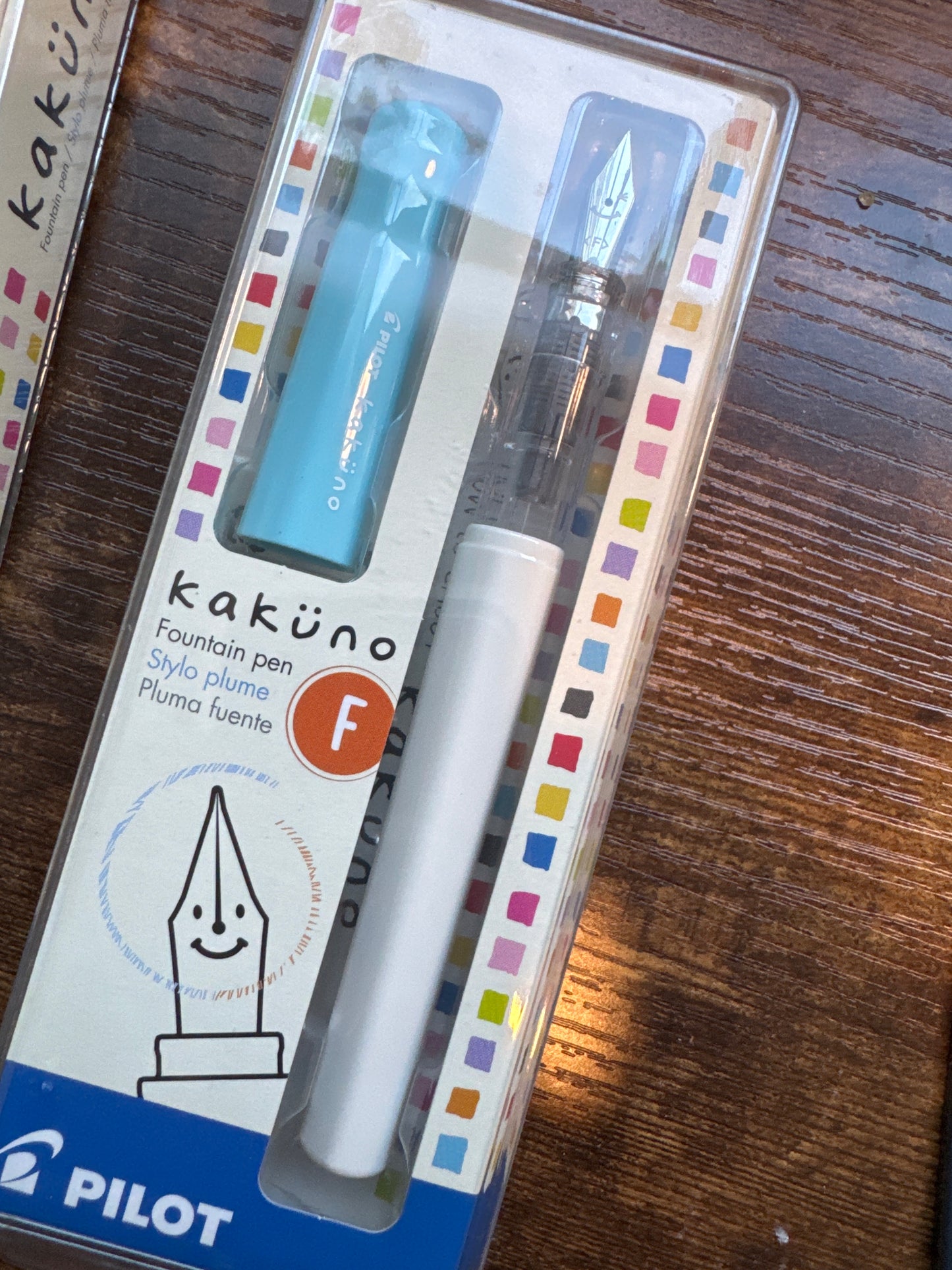 Pilot Kakuno White and Turquoise Pen Fine Nib