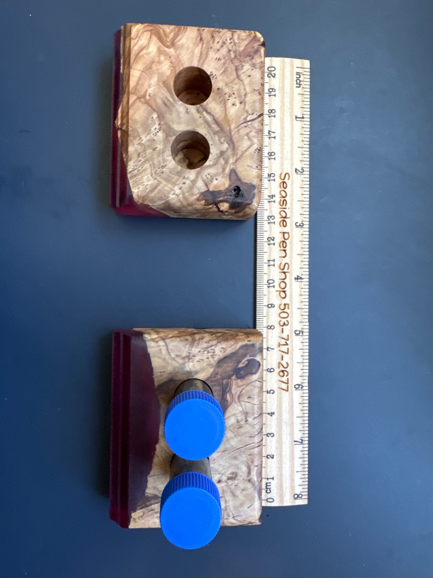 Wood and epoxy ink vial holder
