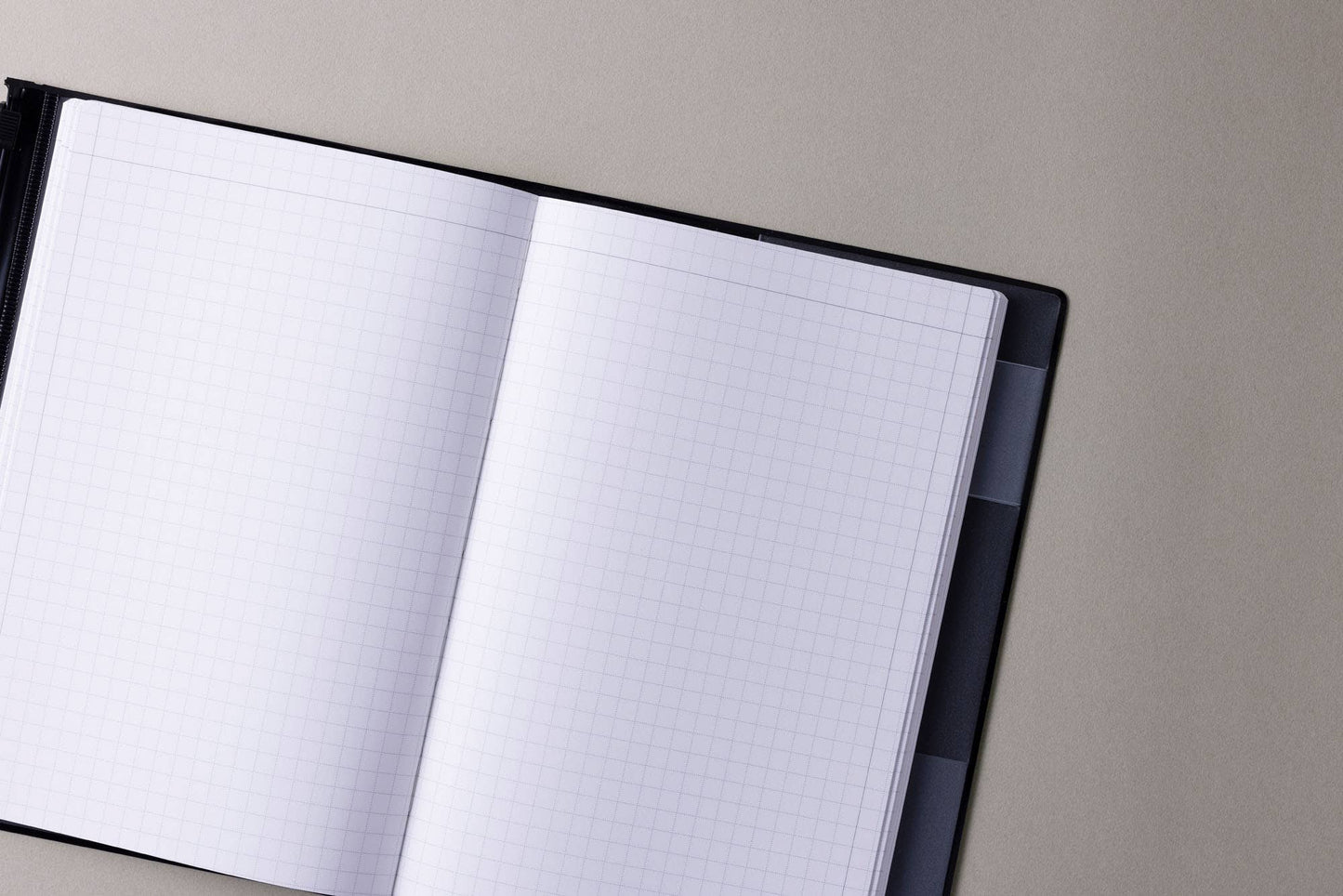 EDiT A5 Grid Notebook with PVC Cover & Zipper Pocket: Midnight Black