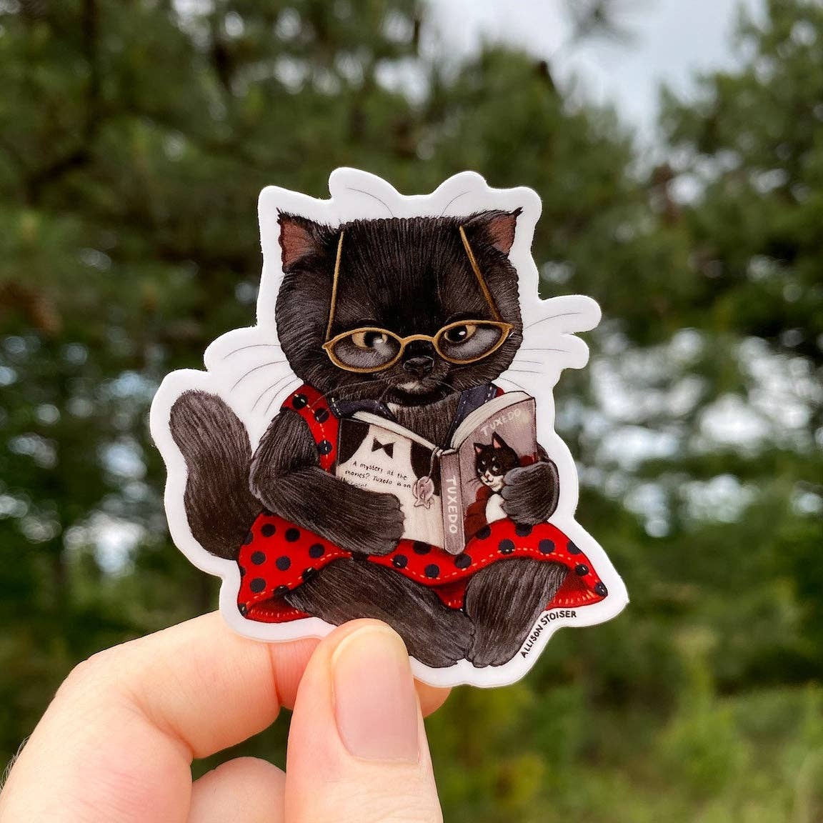 Mystery-Loving Black Cat Weatherproof Vinyl Sticker