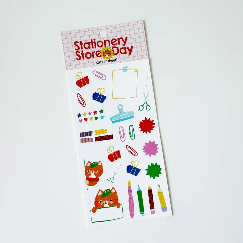 Stationery Store Day Cat Cashier Sticker Sheet