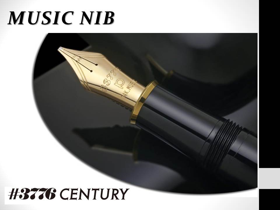 Platinum 3776 Black with Rhodium Trim Fountain Pen Music Nib