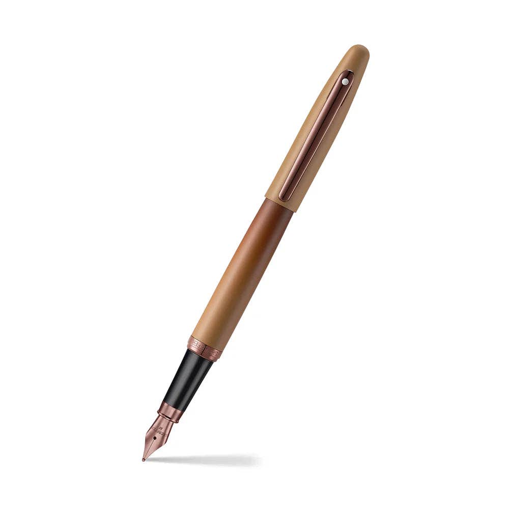 Sheafferยฎ VFM 9428 Coffee Edition Matt Brown Fountain Pen with Regal Brown PVD Trims: Fine
