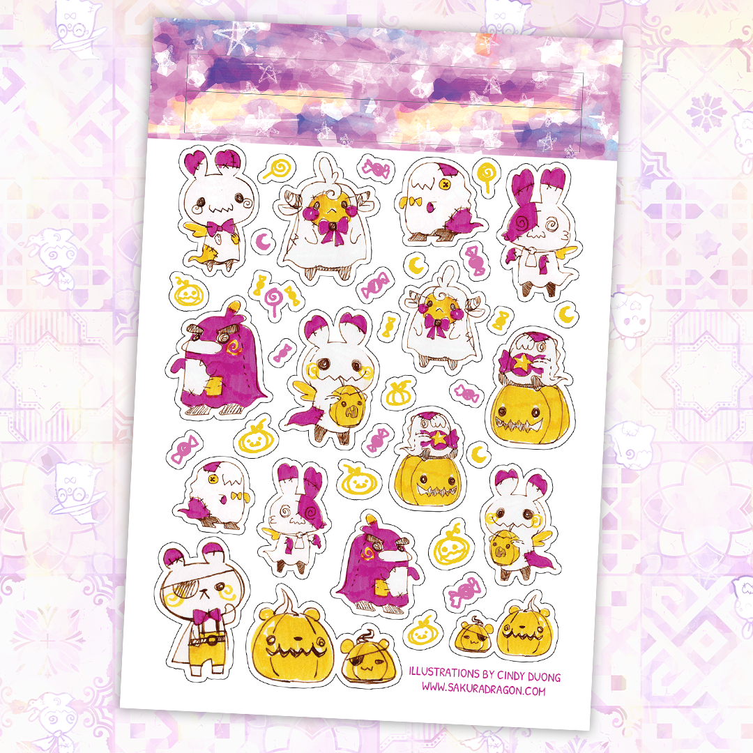 Sakuradragon Patchy Sheet Ghosts Sticker Sheet