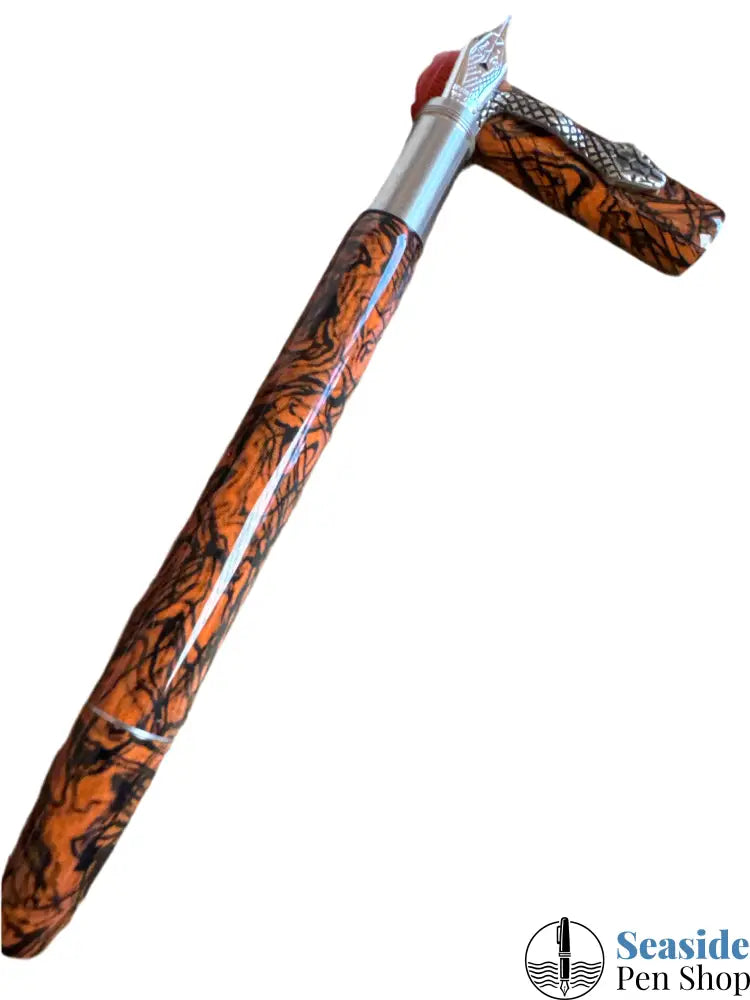 Montblanc Rouge et Noir Heritage Marble Fountain Pen Medium Nib Medium Fountain Pens