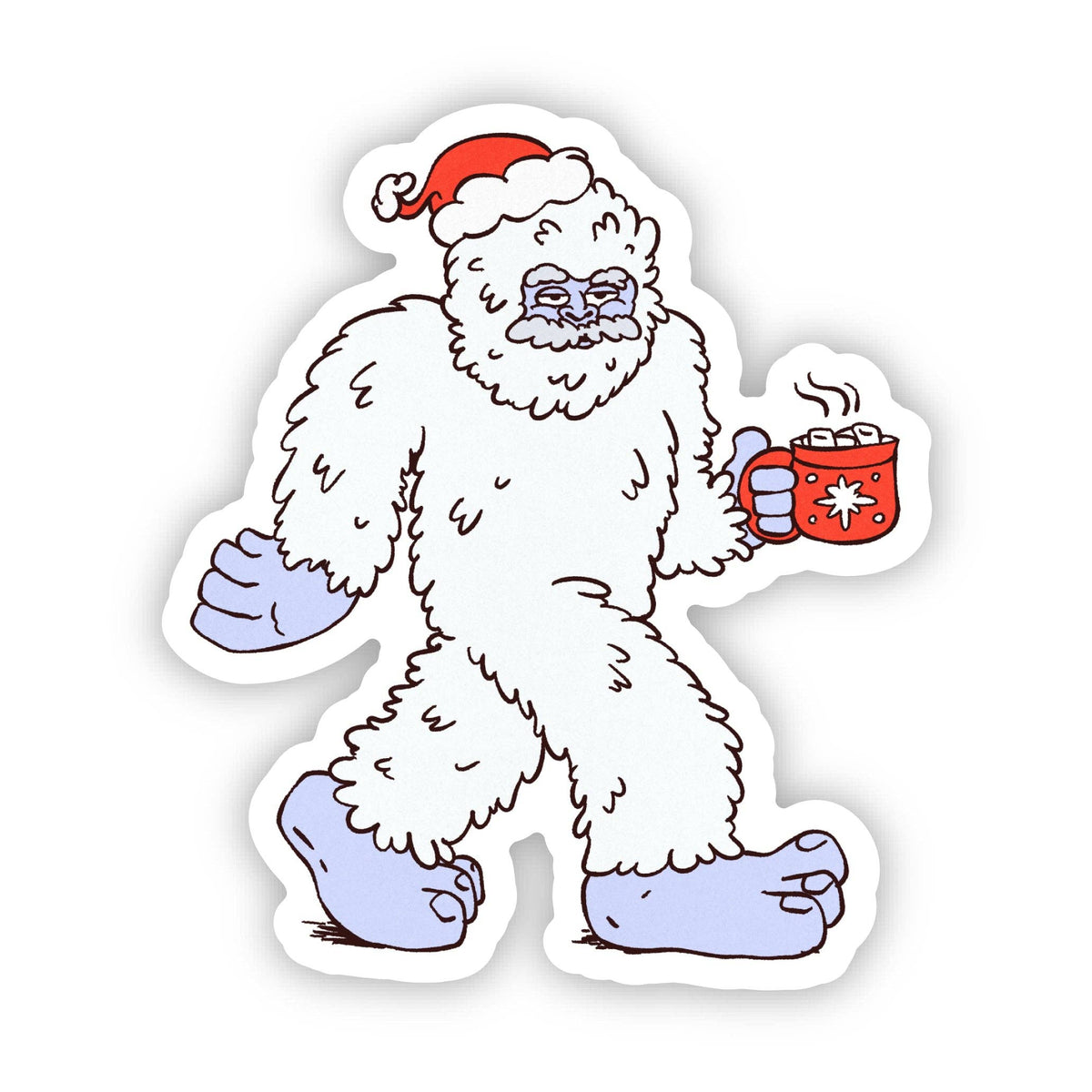 Yeti & Hot Cocoa Christmas Hat Holiday Sticker
