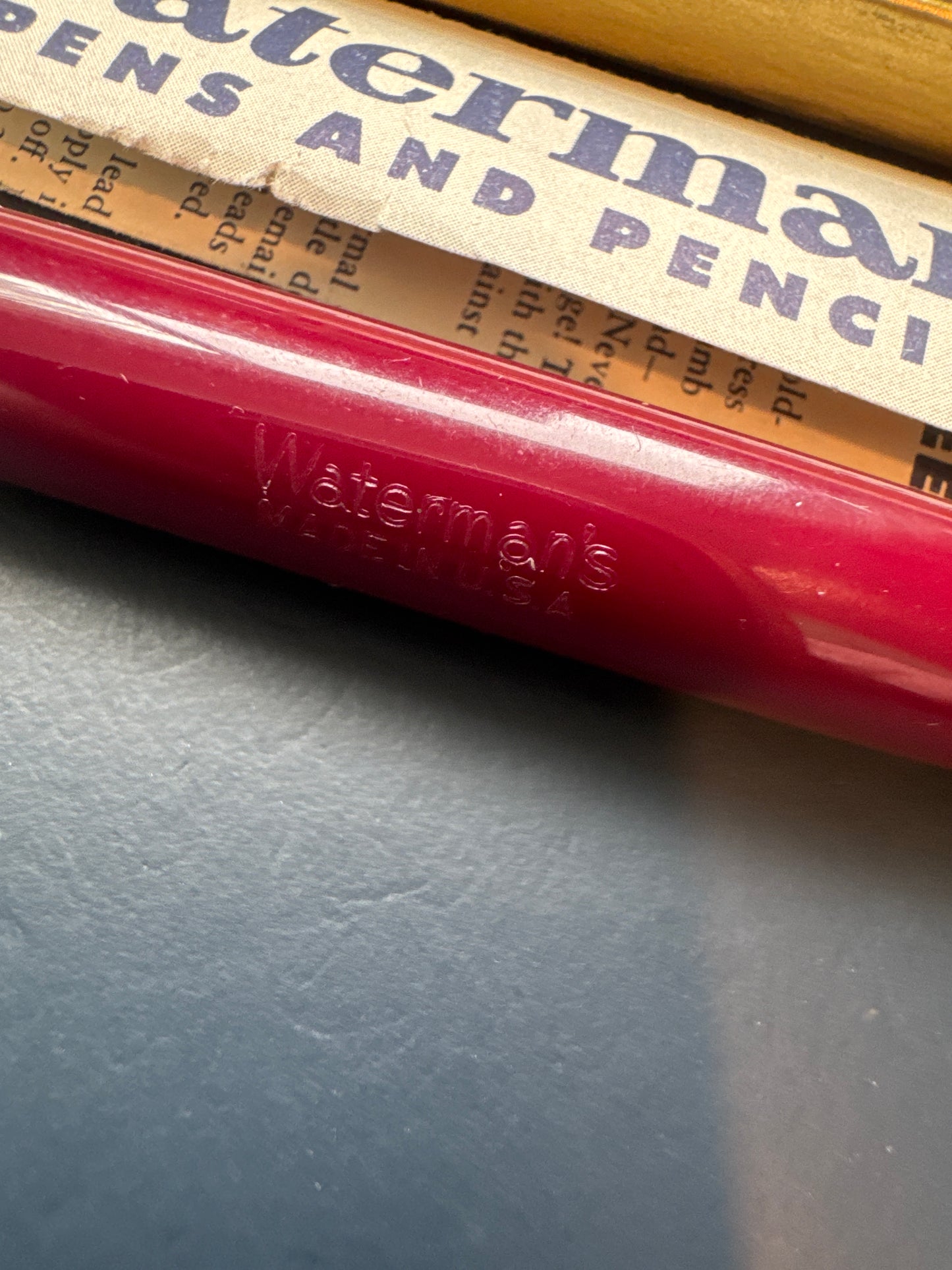 Waterman 376 Fountain Pen and P376 pencil set Red and Chrome(1950s)NOS