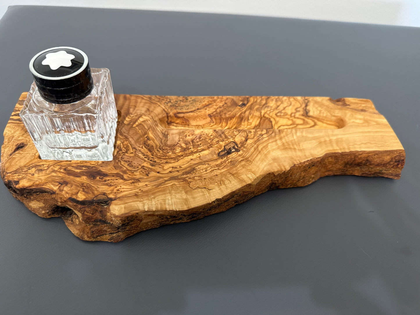 Olive wood pen and ink tray
