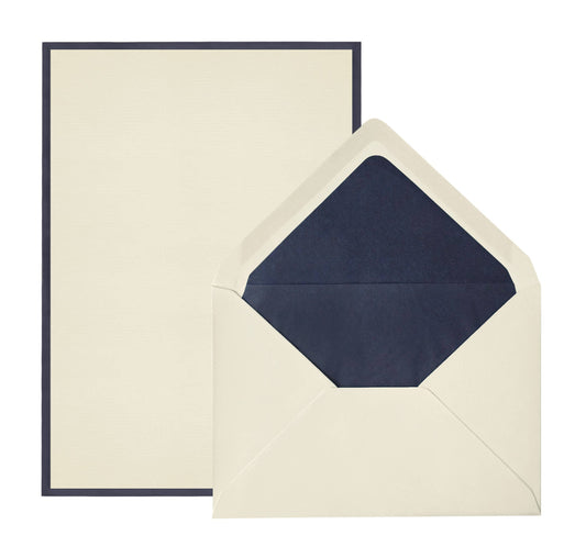 Original Crown Mill Bi-Color Sheet Correspondence Box A5: Cream/Navy Blue / A5 (5.75x8.25")