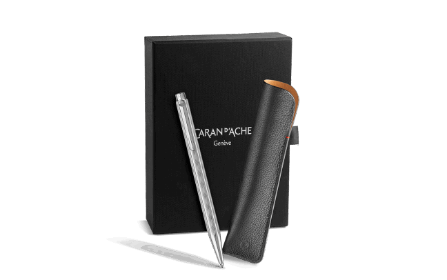 ECRIDOR™ Tresse platinum-coated Ballpoint Pen + Leather Case