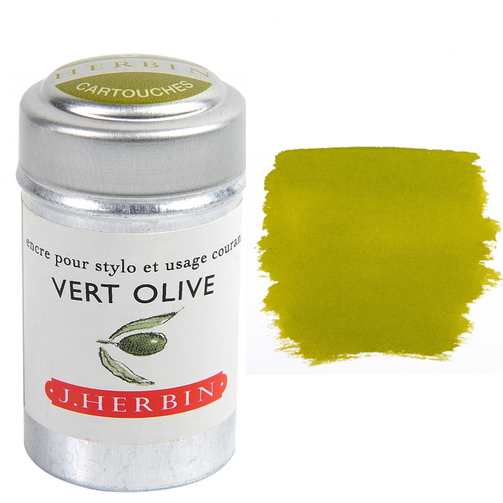 Herbin Fountain Pen Ink Cartridges - Tin of 6: Lie de The (Dark Tea)