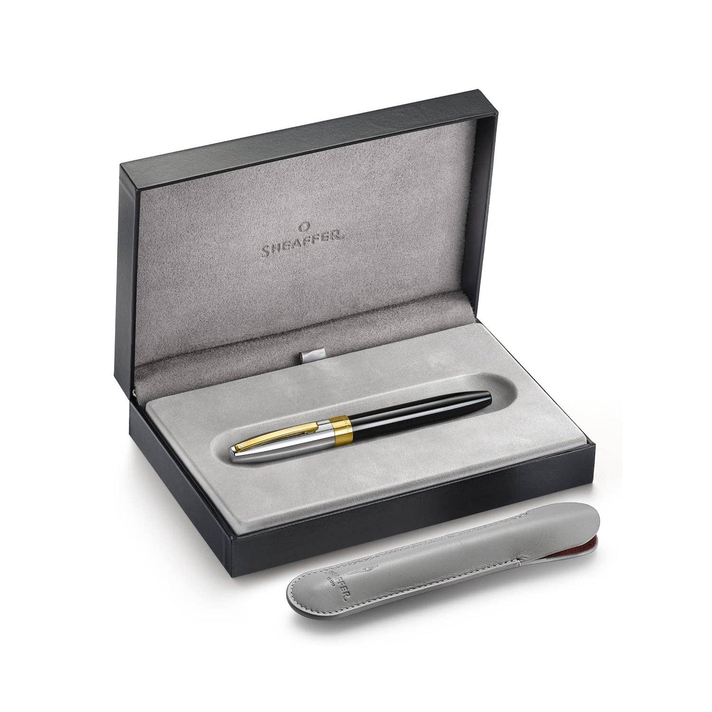 Sheaffer Legacy 9065 Glossy Black and Chrome Bi-Color Fountain Pen with 14k PVD Gold-Plated Inlaid Nib and Trims: Fine
