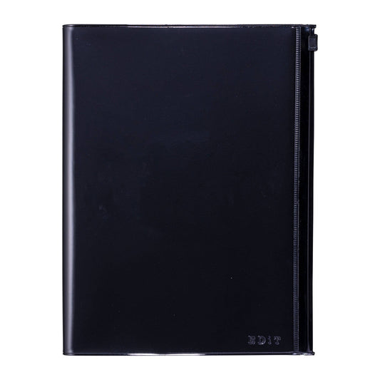 EDiT A5 Grid Notebook with PVC Cover & Zipper Pocket: Midnight Black