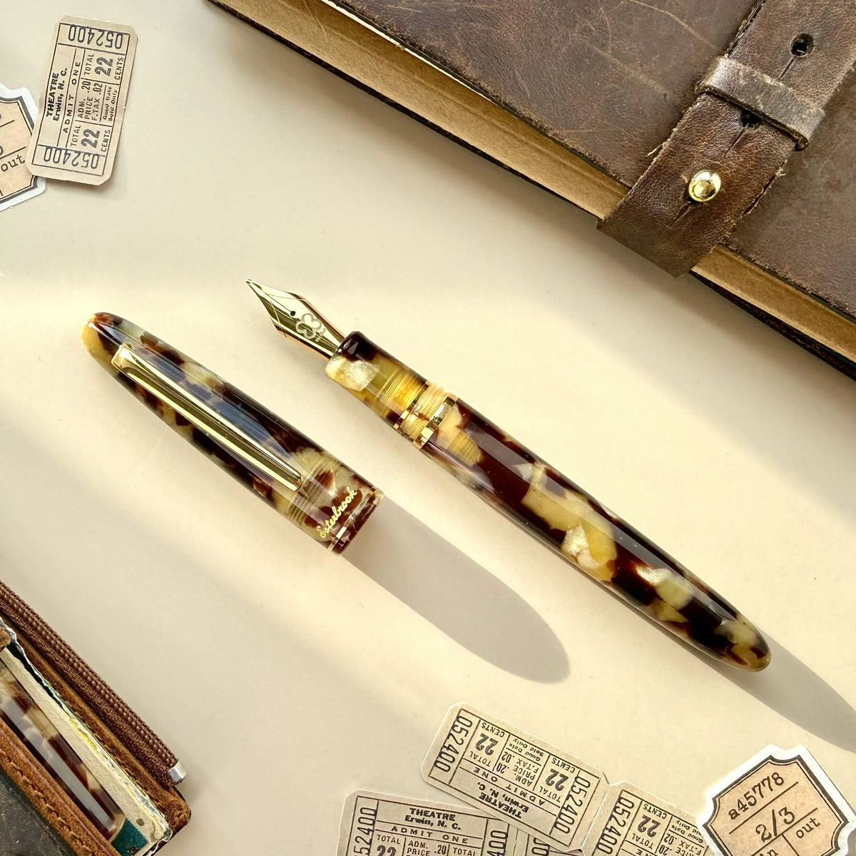 Esterbrook Estie Tortoise Gold Trim Fountain Pen Extra Fine Flex Nib