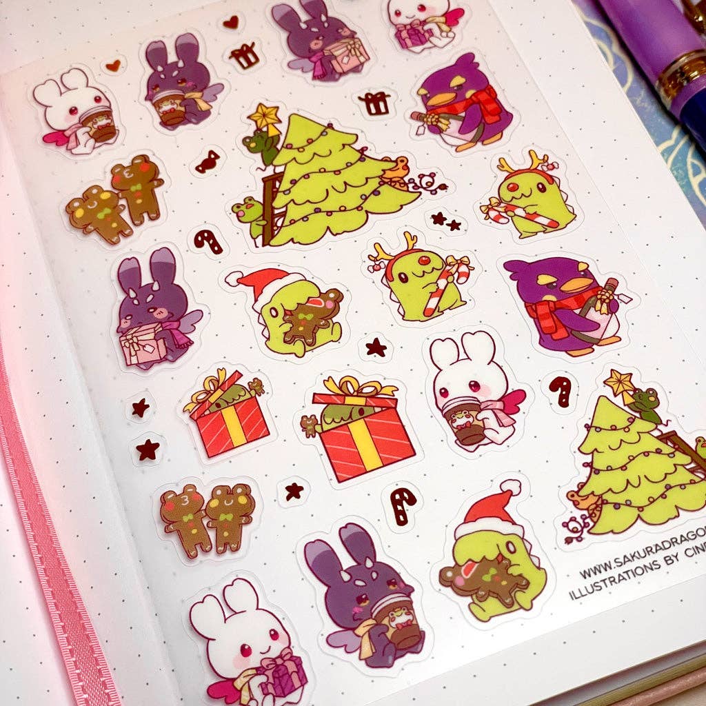 Sakuradragon Christmas Party Clear Sticker Sheet
