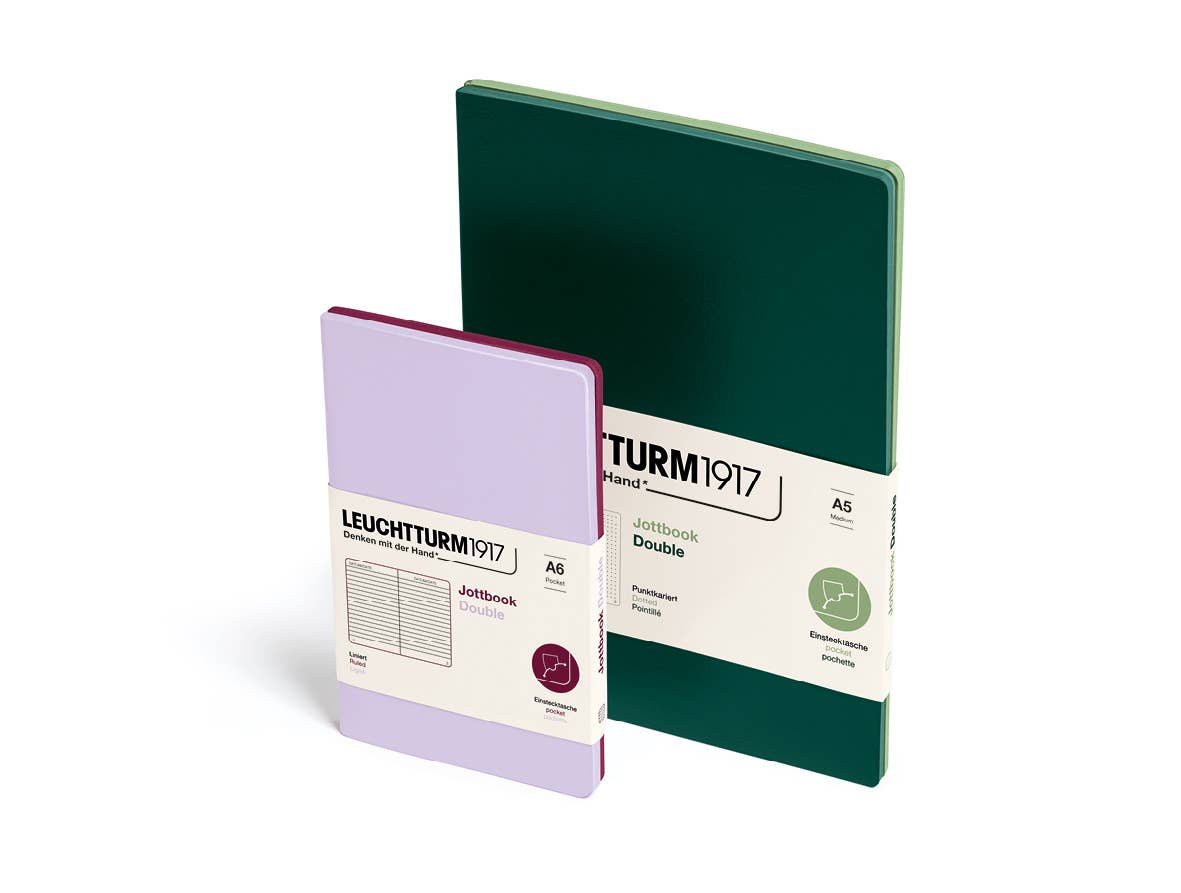 Leuchtturm Jottbook - Lightweight Notebook Alternatives - Packs of 2: Lilac & Port Red / Medium / Plain