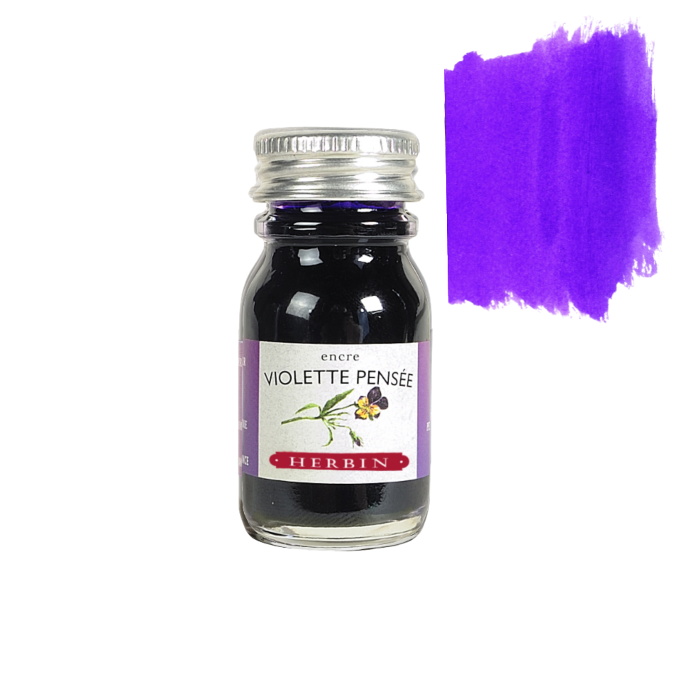 Herbin Fountain Pen Ink 10ml Bottle -35 Colors: Larme de Cassis (Black Currant Drop)