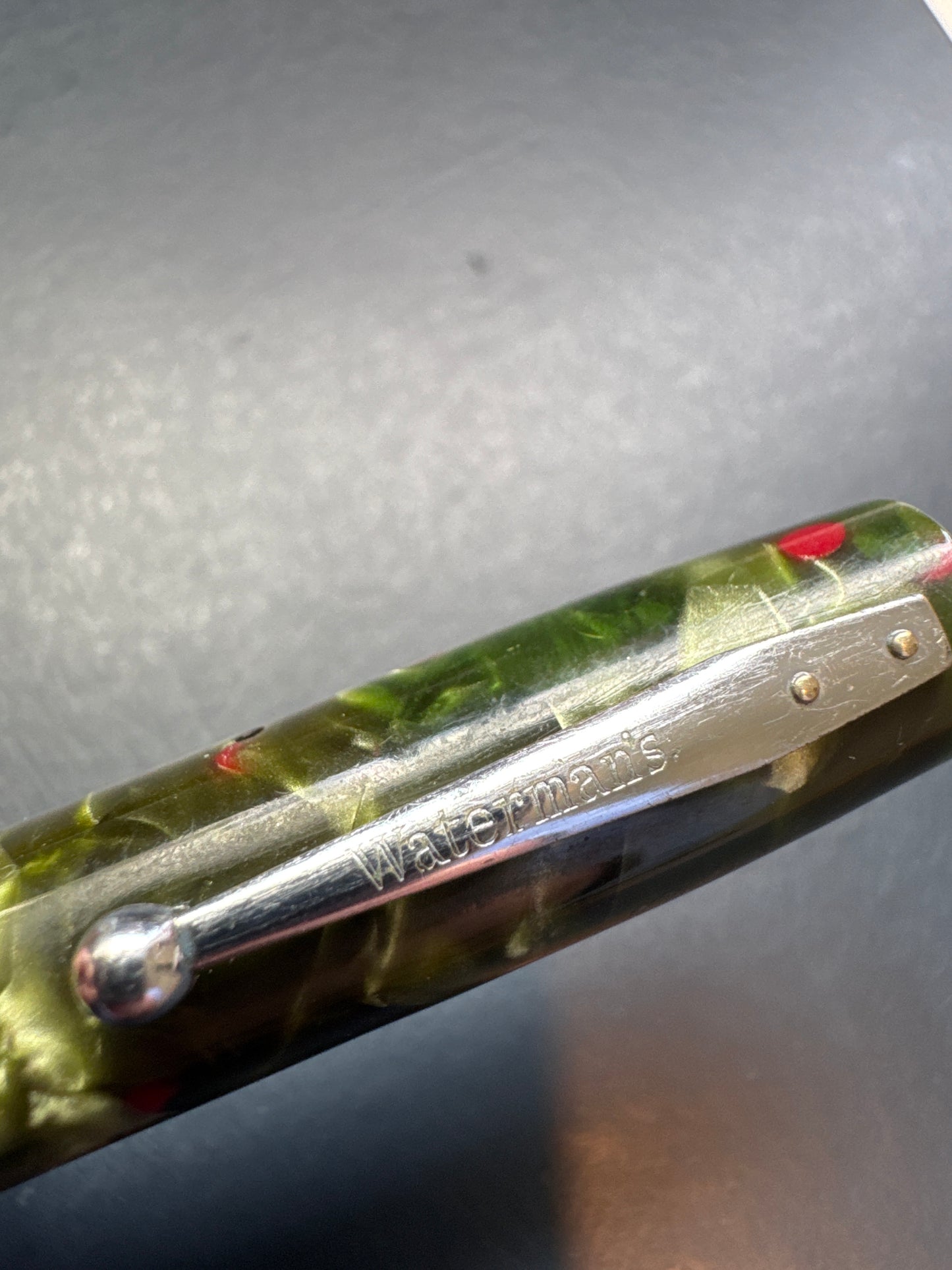 Waterman's #3 Fountain Pen Green/Red Marble