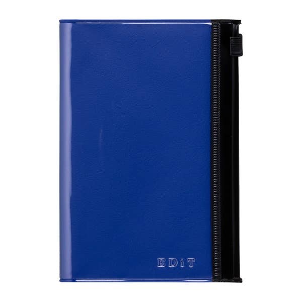 EDiT B7 Grid Notebook with PVC Cover & Zipper Pocket: Midnight Black