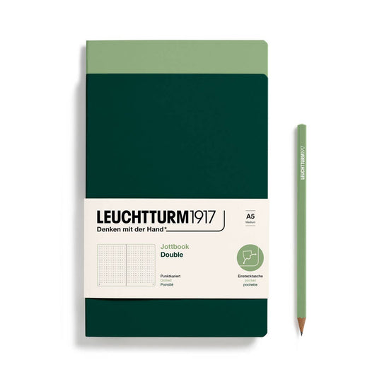 Leuchtturm Jottbook - Lightweight Notebook Alternatives - Packs of 2: Sage & Forest Green / Medium / Dotted