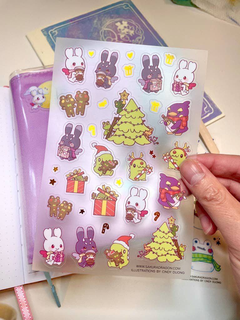 Sakuradragon Christmas Party Clear Sticker Sheet
