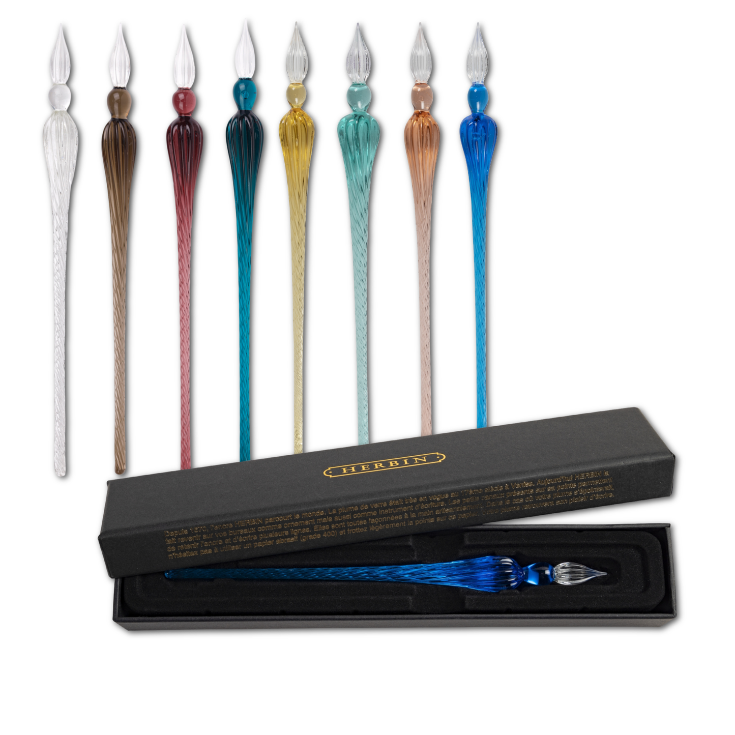 Herbin Glass Dip Pens: Swirl - Eclat de Saphir Sapphire Swirl
