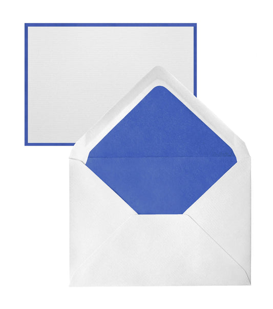 Original Crown Mill Bi-Color Note Cards : White/Royal Blue / Cello Pack of 5/5 / 4x6"