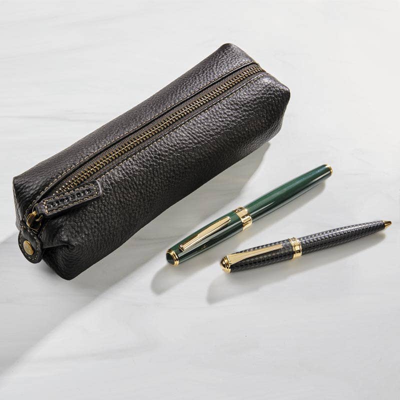 Bomber Jacket Pen Pouch: Mocha