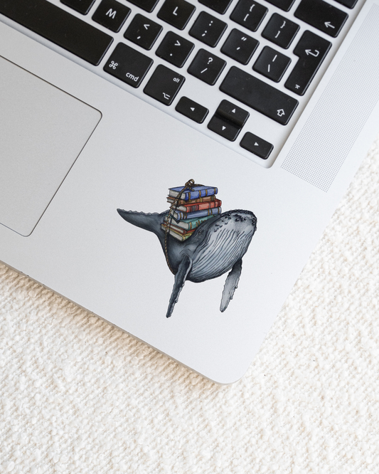 Vinyl Sticker Humpback Whale Book Stack
