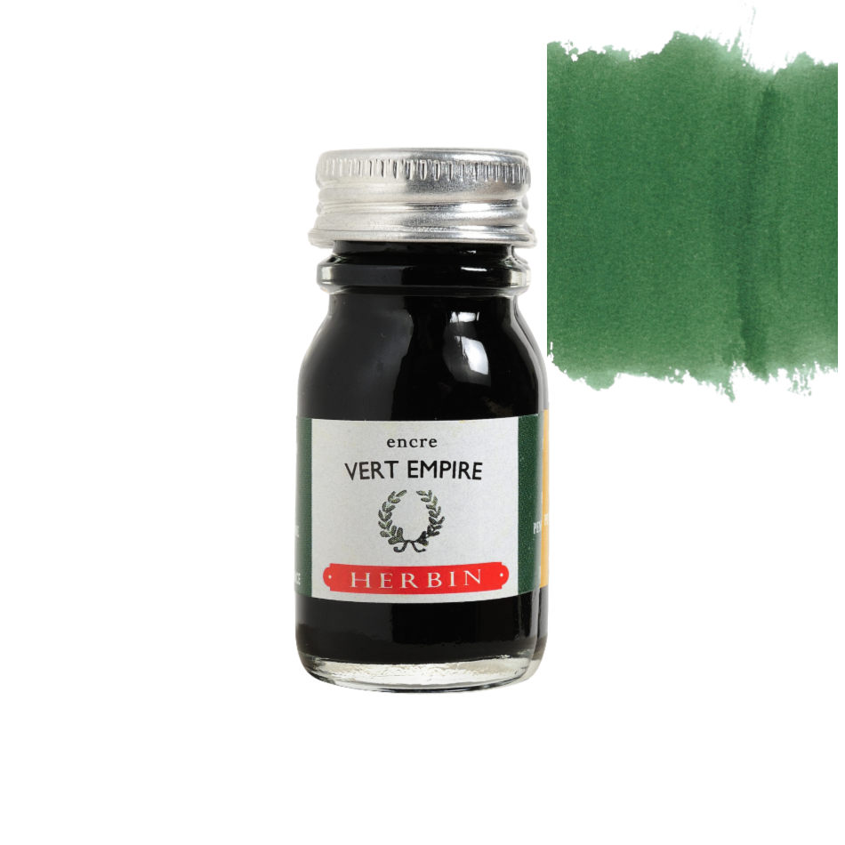 Herbin Fountain Pen Ink 10ml Bottle -35 Colors: Vert Pre (Meadow Green)