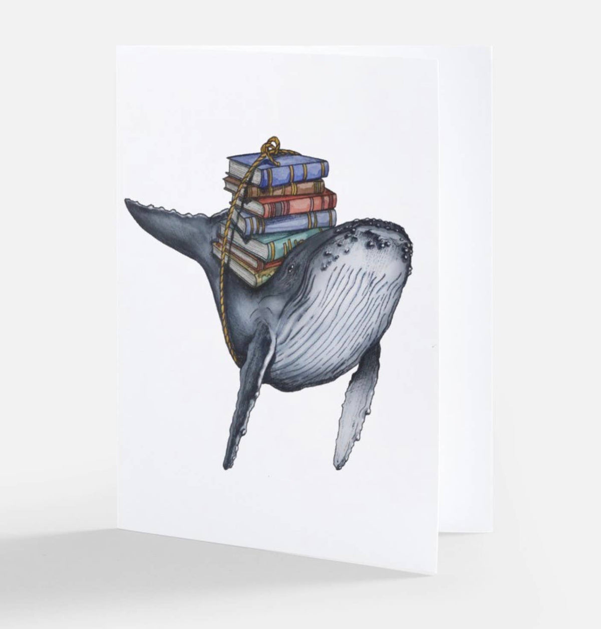 Humpback Book Stack Blank Note Card  