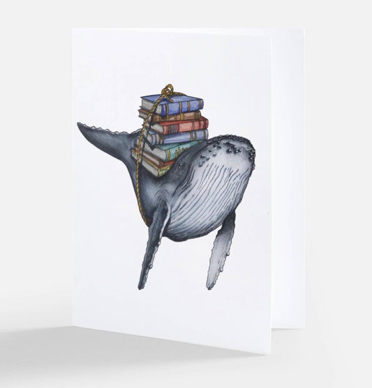 Humpback Book Stack Blank Note Card  
