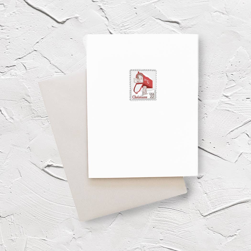 Belle & Union Christmas Mailbox Postage Stamp Holiday Greeting Card: Single Card