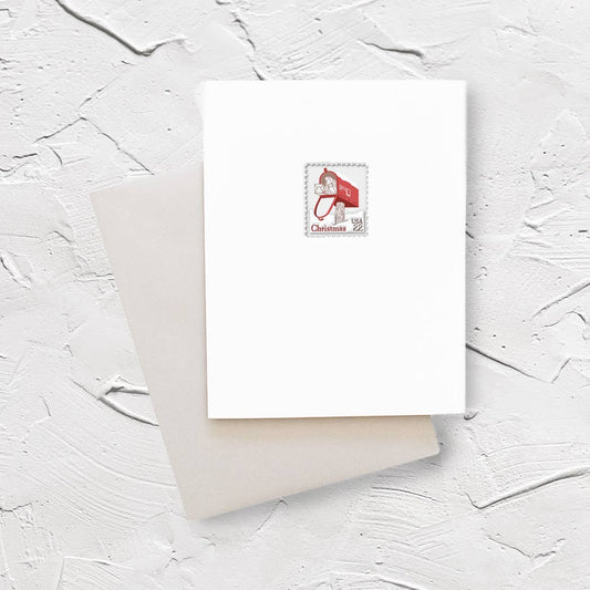 Belle & Union Christmas Mailbox Postage Stamp Holiday Greeting Card: Single Card