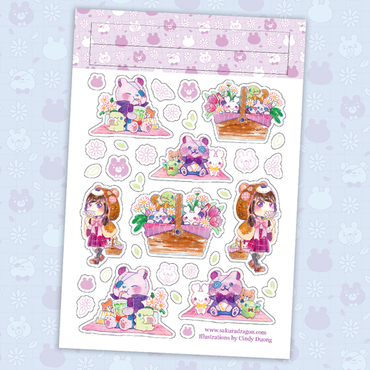 Sakuradragon Teddy Bears Picnic Sticker Sheet