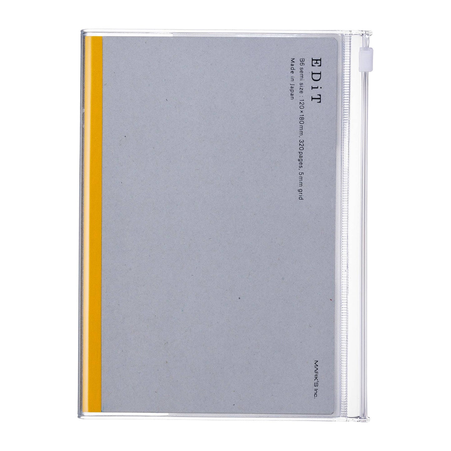EDiT B6 Grid Notebook with PVC Cover & Zipper Pocket: Midnight Black