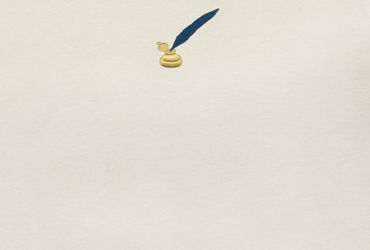 Original Crown Mill First Engraved Color Themed Note Cards: Cello Pk 1/1 "C" / Blue Inkwell / 4x6"