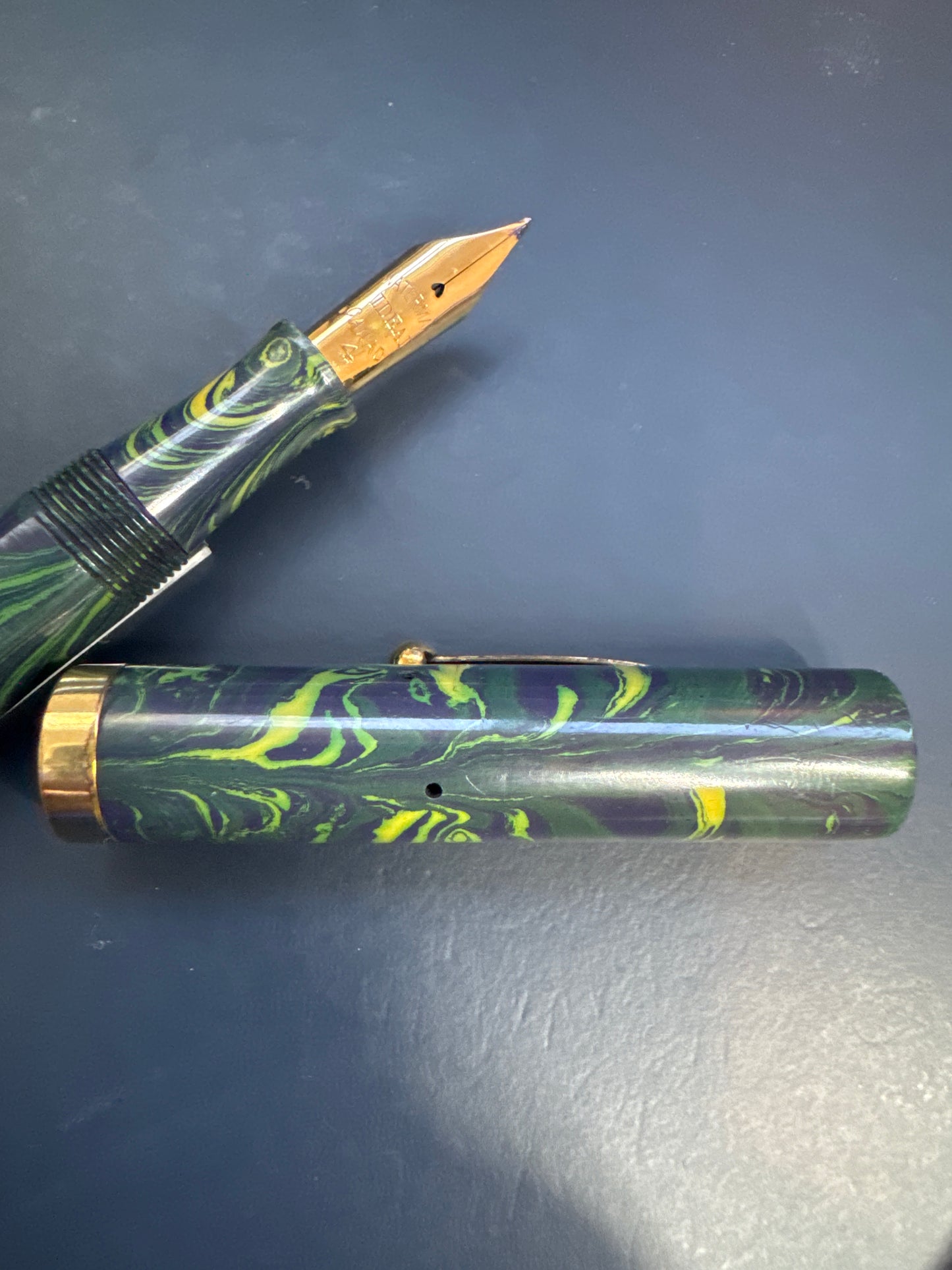 Waterman Ideal 94 Blue Green Ripple Fountain Pen ca.1928