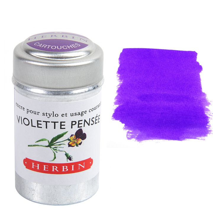 Herbin Fountain Pen Ink Cartridges - Tin of 6: Lie de The (Dark Tea)