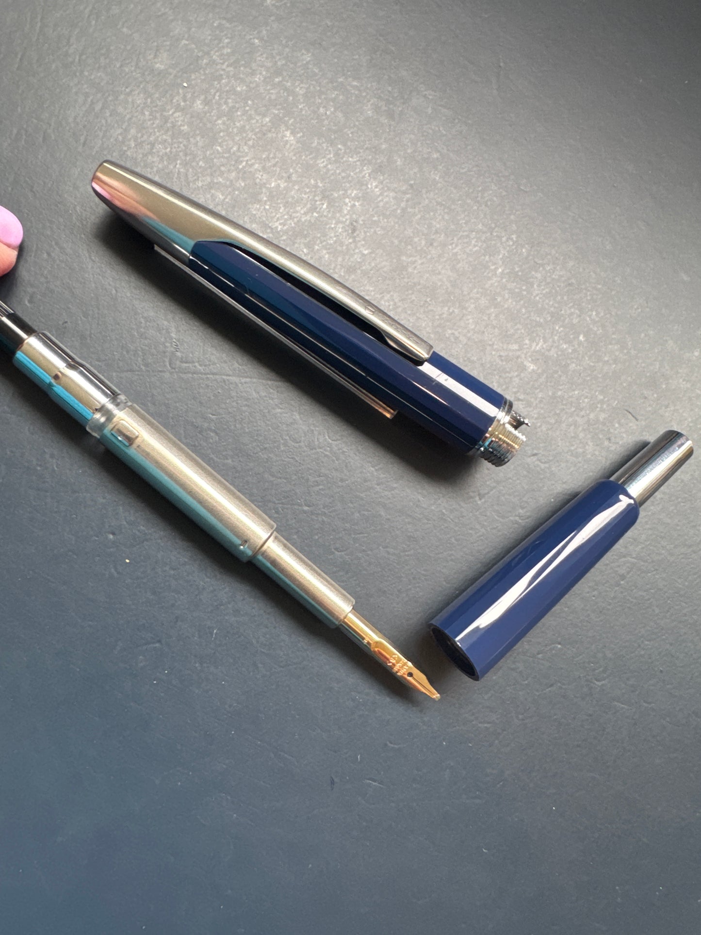 Namiki Capless ( Vanishing Point) Faceted Fountain Pen Dark Blue