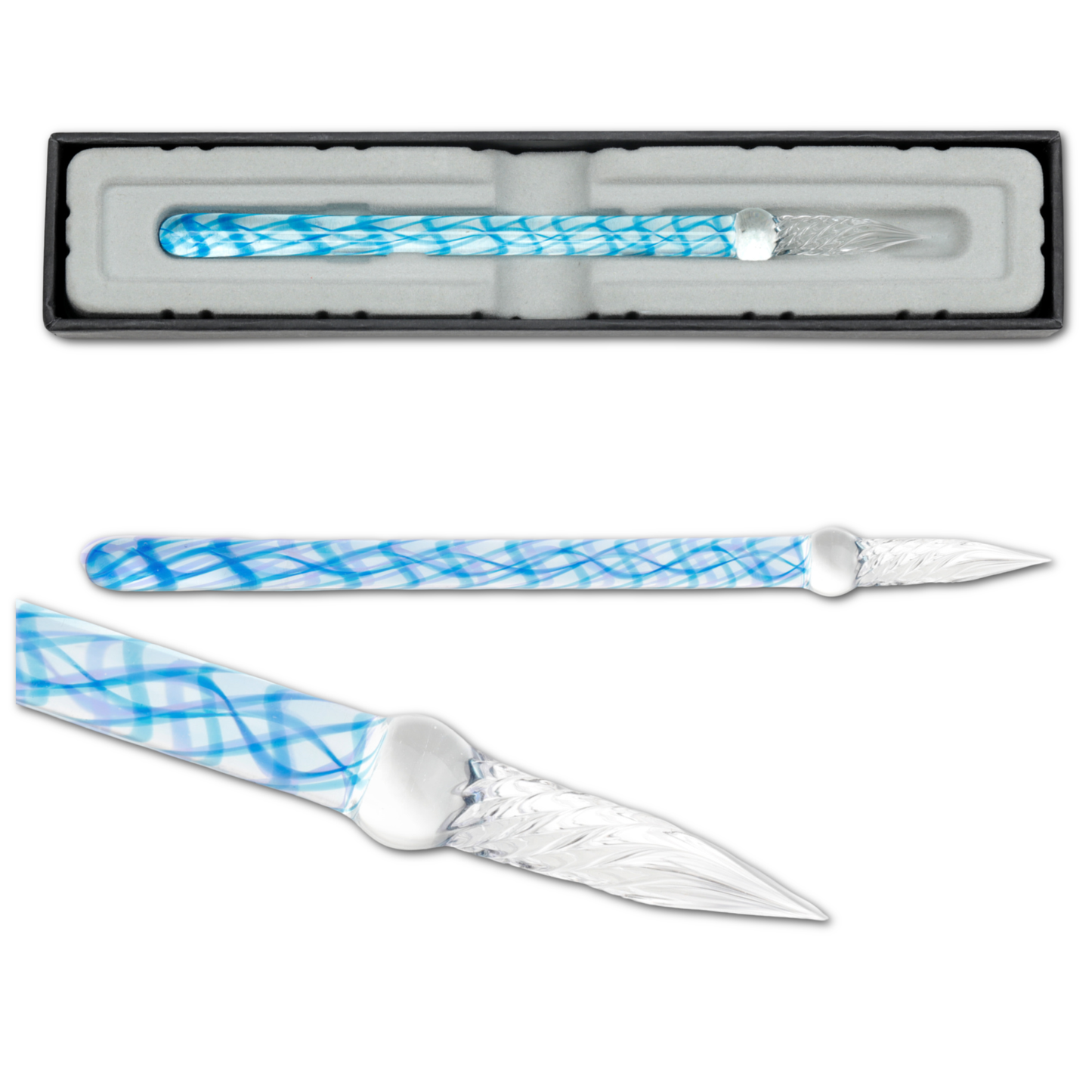 Herbin Glass Dip Pens: Swirl - Eclat de Saphir Sapphire Swirl