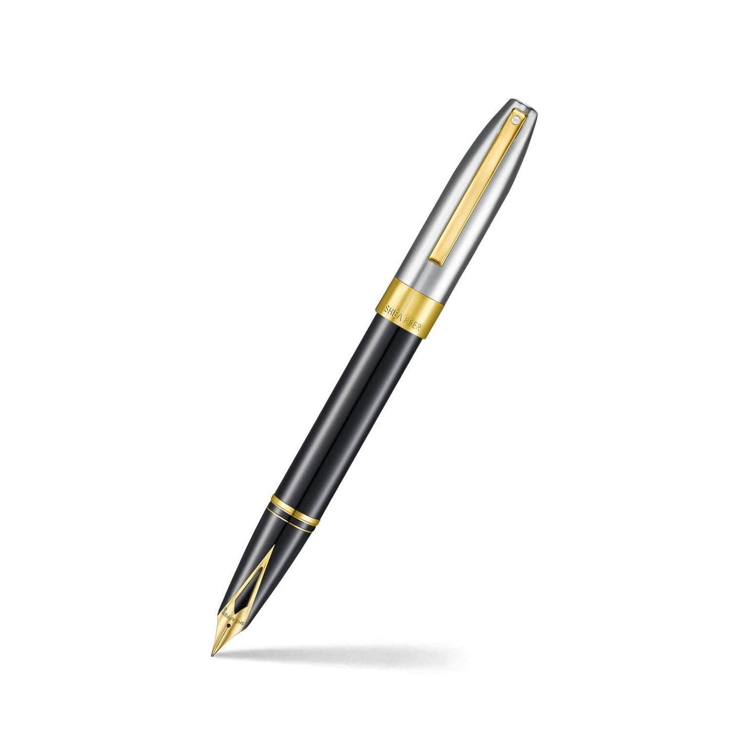 Sheaffer Legacy 9065 Glossy Black and Chrome Bi-Color Fountain Pen with 14k PVD Gold-Plated Inlaid Nib and Trims: Fine
