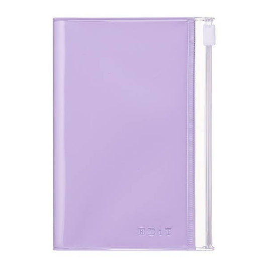 EDiT B7 Grid Notebook with PVC Cover & Zipper Pocket: Lavender