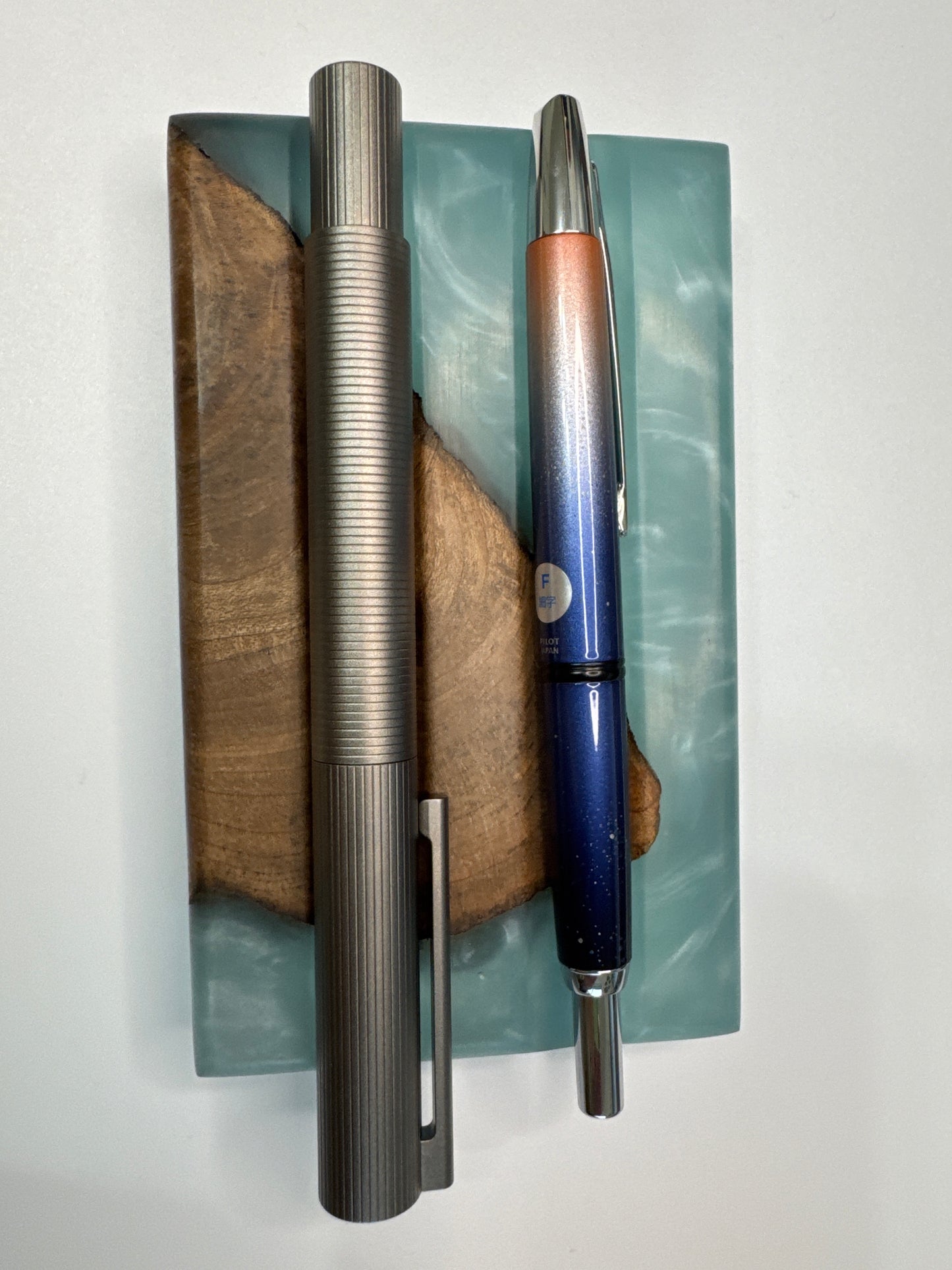 Two pen display wood and epoxy