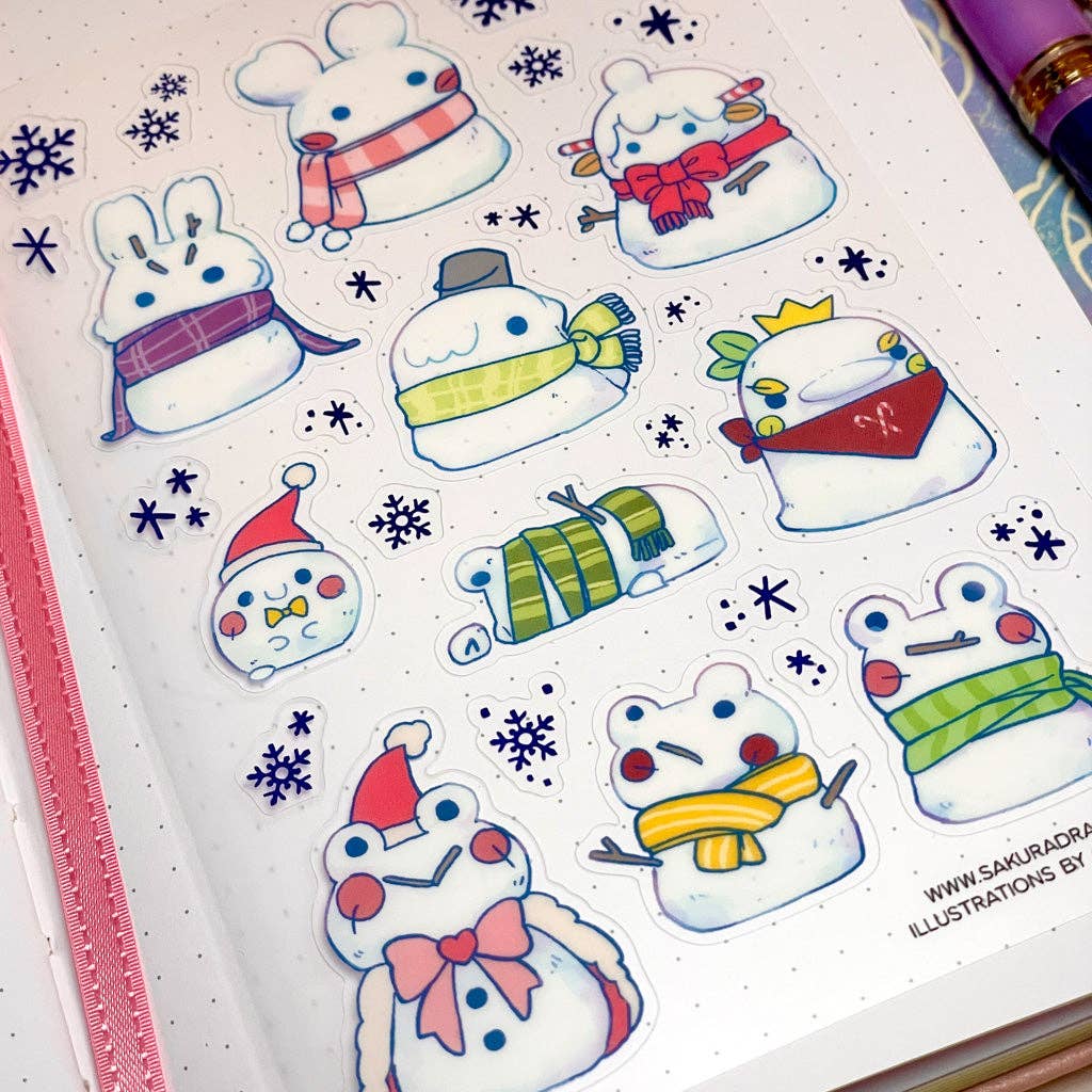 Sakuradragon Snowy Friends Clear Sticker Sheet