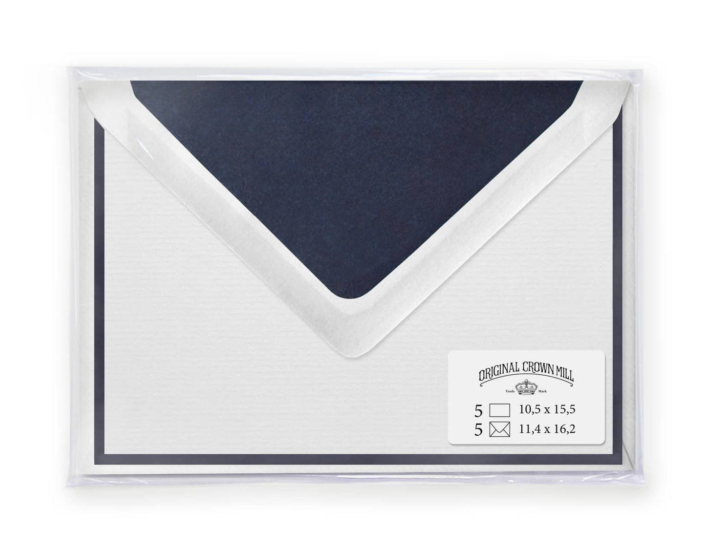 Original Crown Mill Bi-Color Note Cards : Cream/Dark Green / Cello Pack of 5/5 / 4x6"