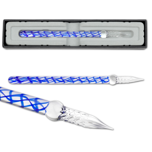 Herbin Glass Dip Pens: Swirl - Eclat de Saphir Sapphire Swirl