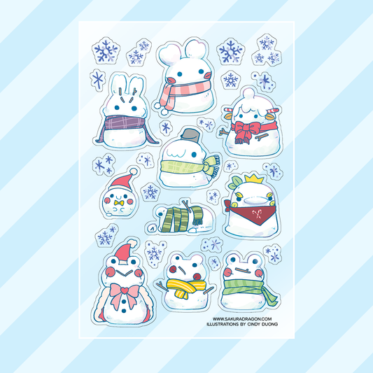 Sakuradragon Snowy Friends Clear Sticker Sheet
