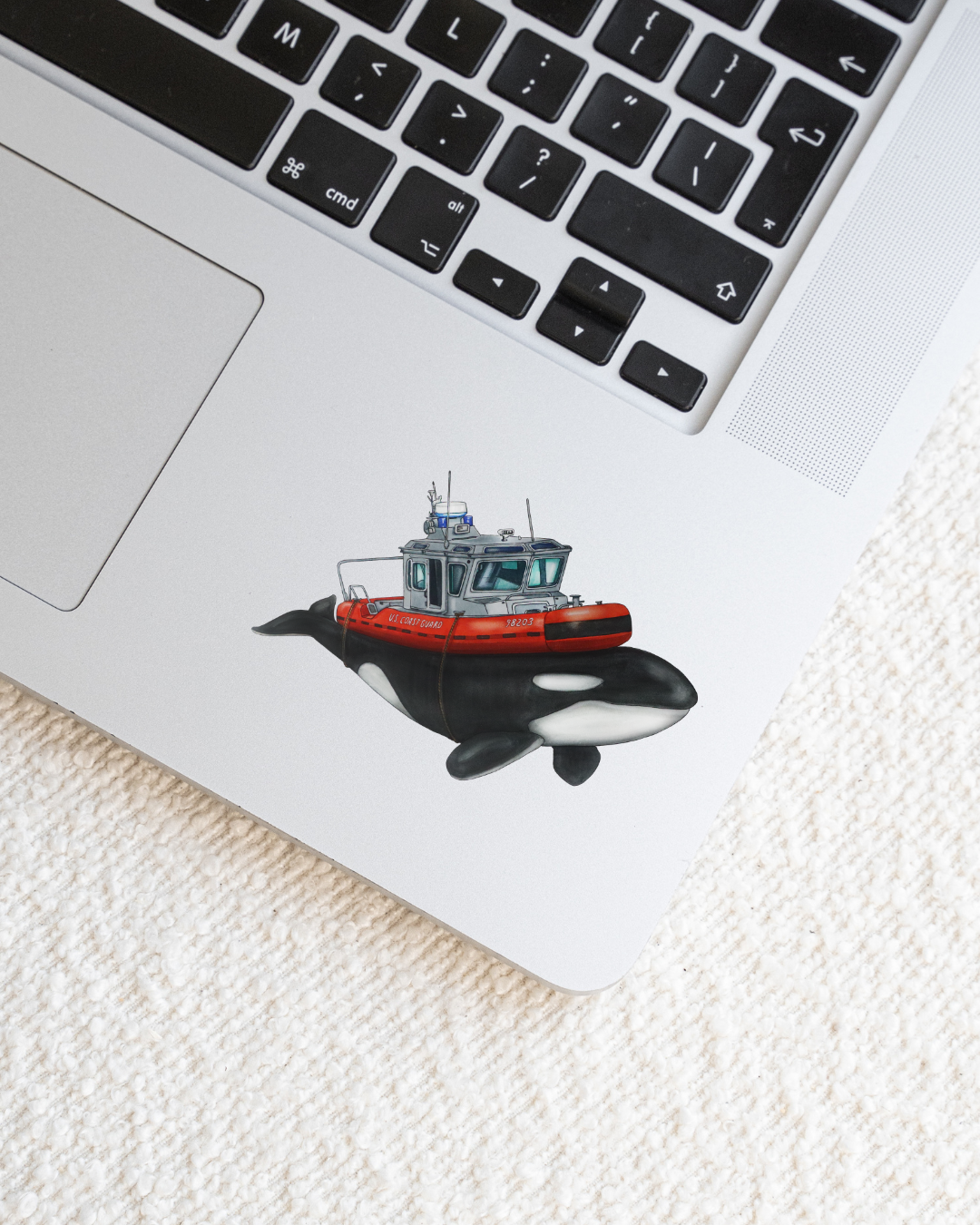 Vinyl Sticker Orca Whale Coast Guard