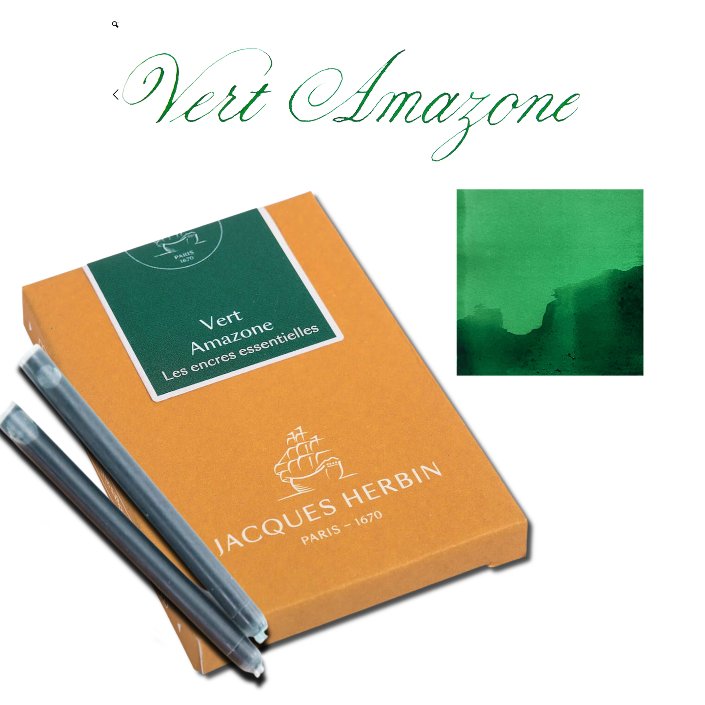 Jacques Herbin Essentials Ink Cartridges - Pack of 7: Vert Amazone